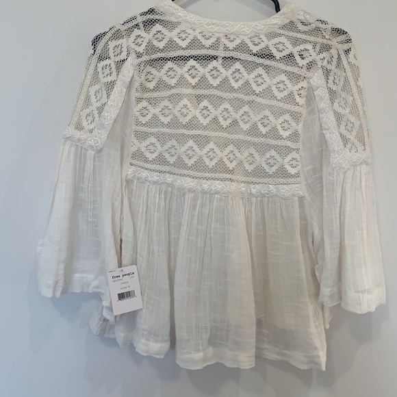 Free People Carry Me Away Cropped Swing Guaze Ivory Top SZ M - Picture 7 of 7